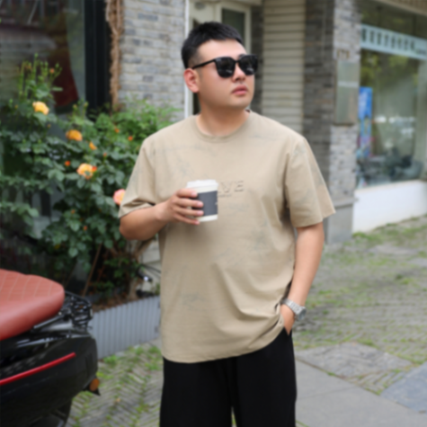 MOAIKA   Fashionable and comfortable loose round   neck short     sleeve summer casual T-shirt    Khaki63513178390657114