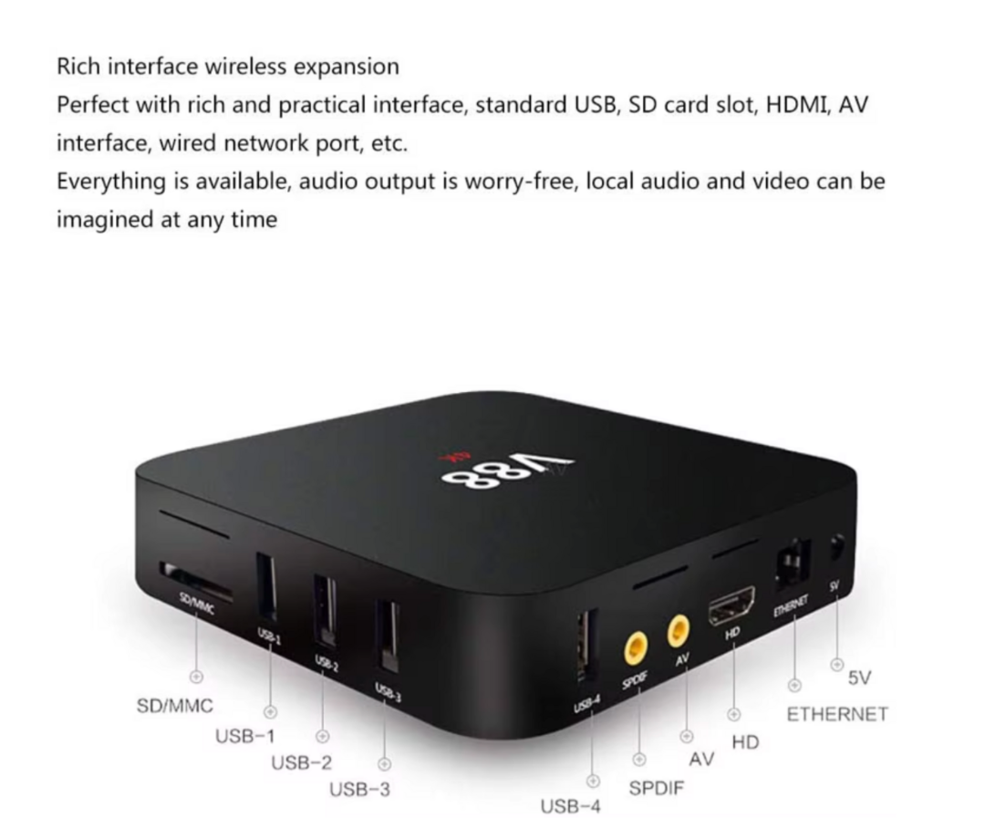 V88 Android TV Box OS7.1 1GB+8GB Amlogic S905L Quad Core Support 4K, Smart Media Player Set Top Box63269264434049112
